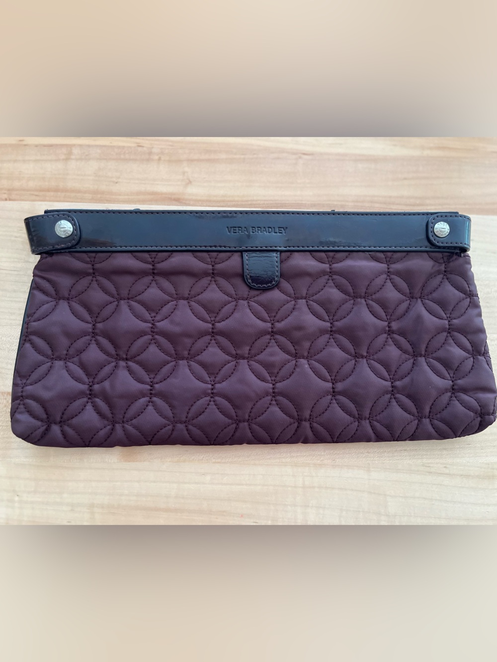 Vera Bradley Quilted Wristlet in Plum with Dark Trim